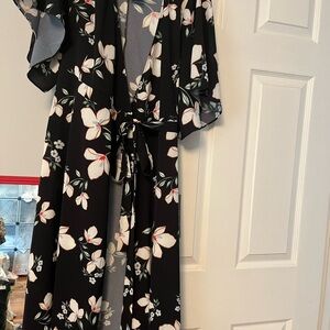 Floral Black wrap dress